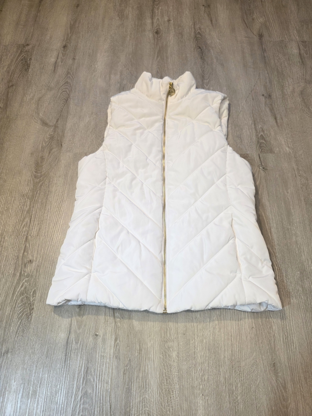 Michael Kors Women's Vest Small White And Gold Full Zip Up